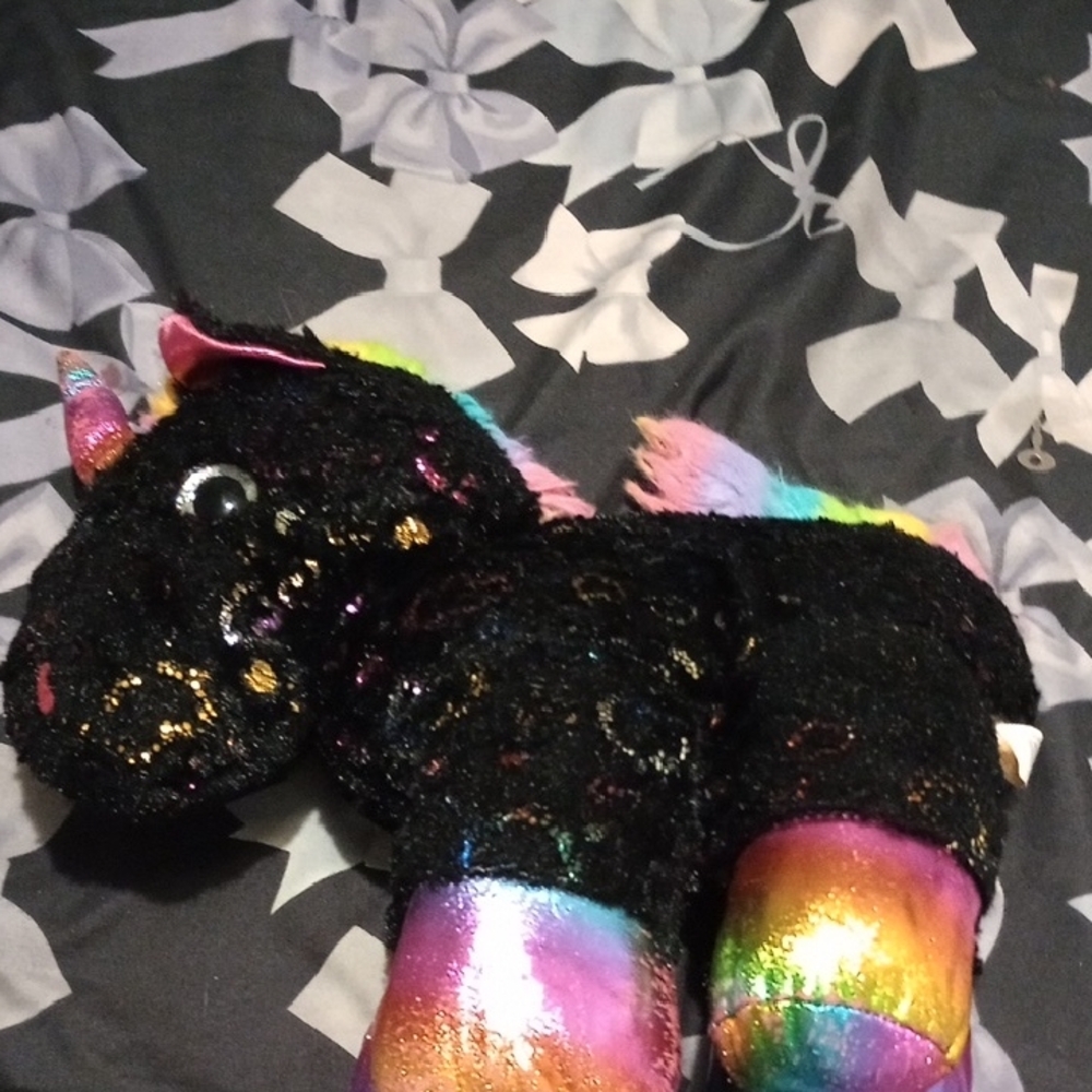 Build-A-Bear Black and Rainbow Stuffed Animal